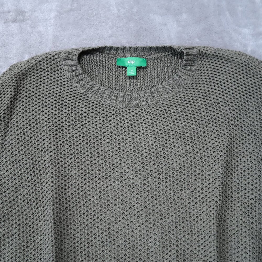 Dip Shirt Womens M Green Sweater Knit Crew Neck Pullover Sweatshirt Cotton - Picture 2 of 14